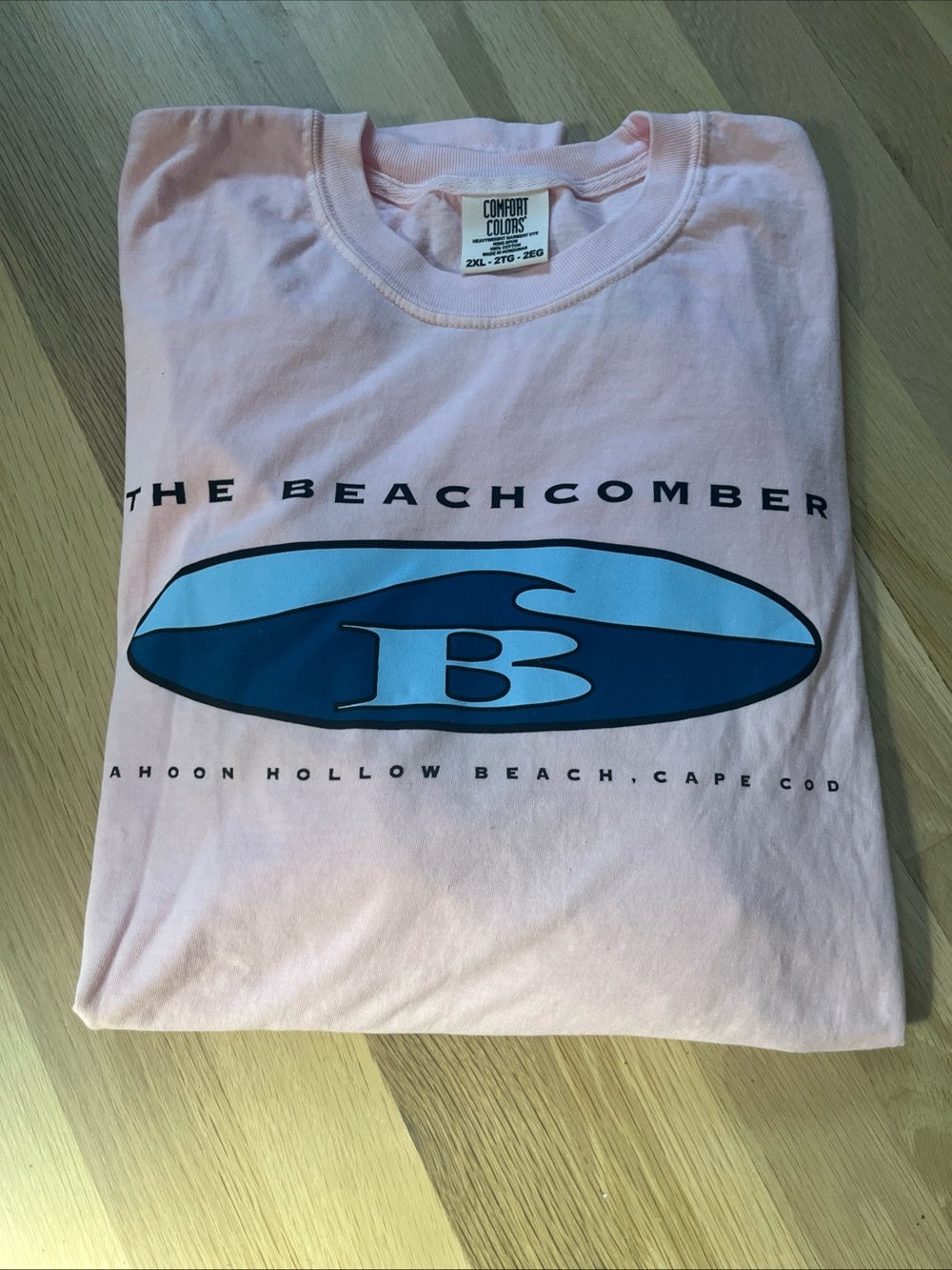 Comfort Colors Pink 'The Beachcomber' Graphic Tee with Blue Logo 2XL NWOT
